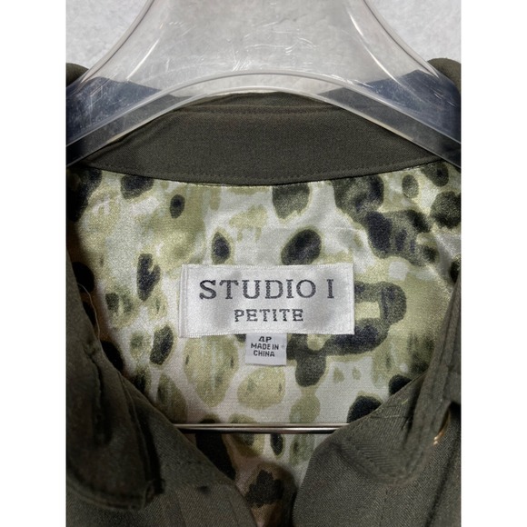 Studio I Petite Womens size 4P Short Sleeve Tie West Dress Gold Tone Buttons - Picture 9 of 10